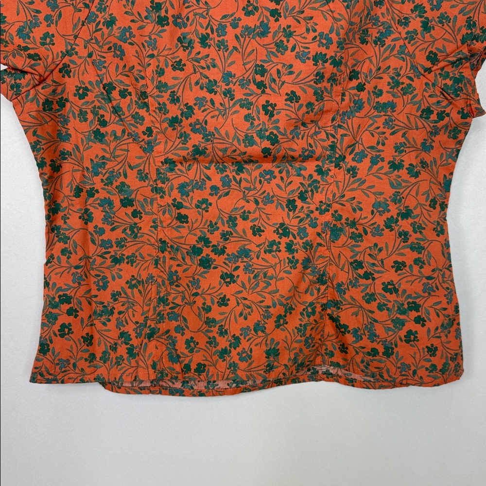 Madewell Amari Twist Detail Shirt Sunset Haze Orange Green Size 4 V Neck - Picture 12 of 15